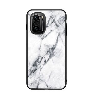 Θήκη Xiaomi Poco F3 OEM σχέδιο Marble με Πλάτη Tempered Glass TPU λευκό