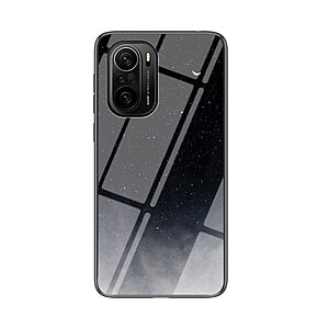 Θήκη Xiaomi Poco F3 OEM σχέδιο Starry Moon με πλάτη από Tempered Glass και εσωτερικό TPU