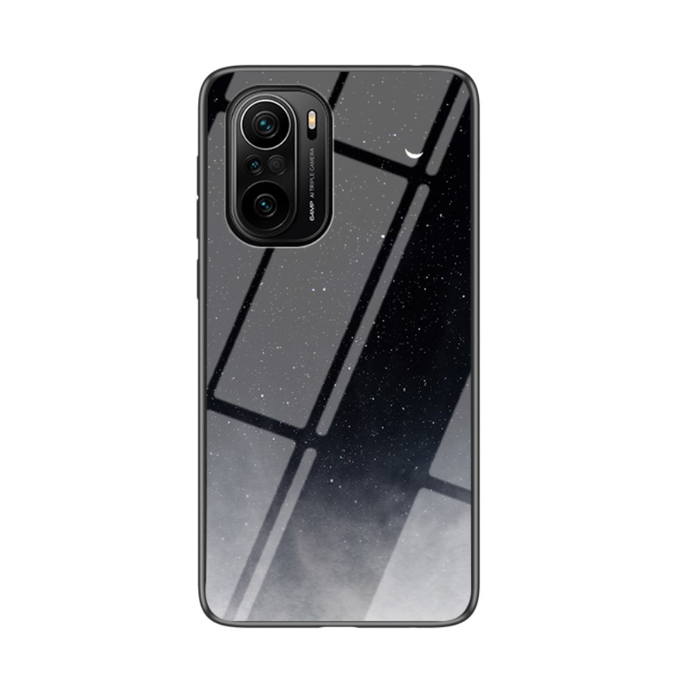 Θήκη Xiaomi Poco F3 OEM σχέδιο Starry Moon με πλάτη από Tempered Glass και εσωτερικό TPU Θήκη Xiaomi Poco F3 OEM σχέδιο Starry Moon με πλάτη από Tempered Glass και εσωτερικό TPU