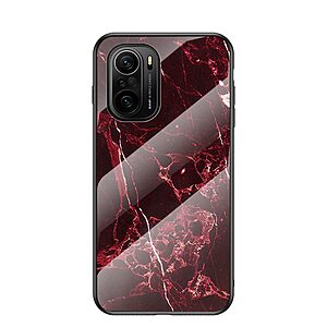 Θήκη Xiaomi Poco F3 OEM σχέδιο Marble με Πλάτη Tempered Glass TPU Blood Veins