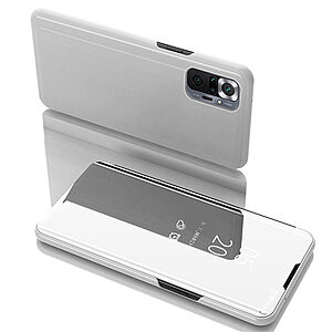 Θήκη Xiaomi Redmi Note 10 Pro OEM Mirror Surface Series Flip Window δερματίνη ασημί