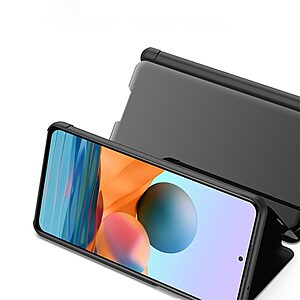 Θήκη Xiaomi Redmi Note 10 Pro OEM Mirror Surface Series Flip Window δερματίνη γαλάζιο - Image 3