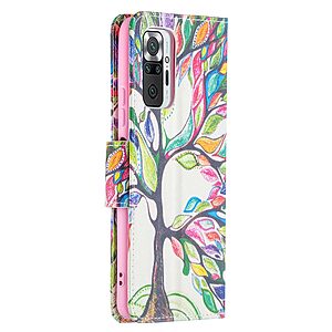 Θήκη Xiaomi Redmi Note 10 Pro OEM Colorized Tree με βάση στήριξης, υποδοχές καρτών και μαγνητικό κούμπωμα Flip Wallet από συνθετικό δέρμα και TPU - Image 3