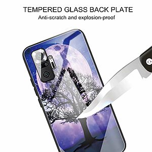 Θήκη Xiaomi Redmi Note 10 Pro OEM σχέδιο Purple Moon με πλάτη από Tempered Glass και εσωτερικό TPU - Image 3