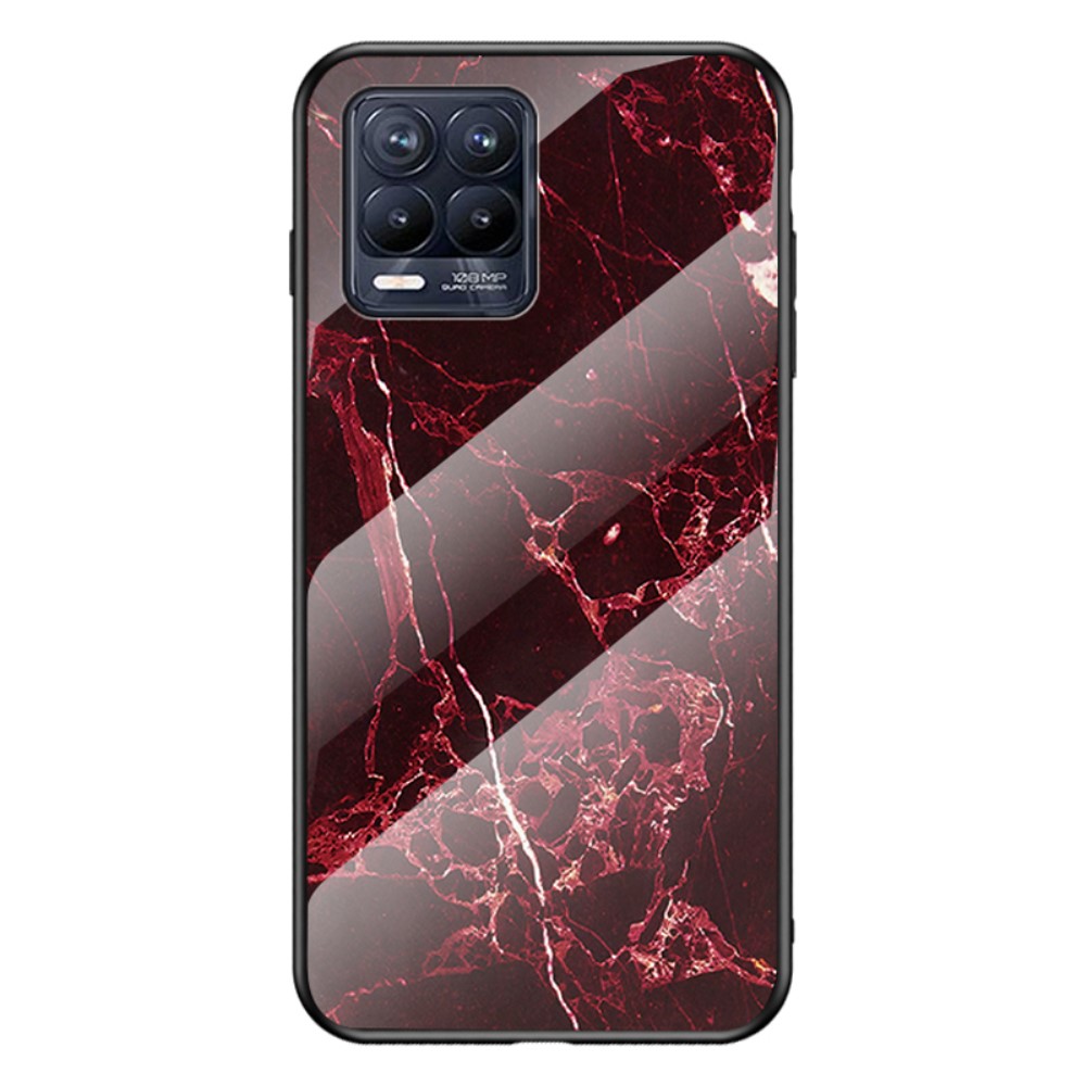 Θήκη Realme 8 / 8 Pro OEM σχέδιο Marble με Πλάτη Tempered Glass TPU κόκκινο