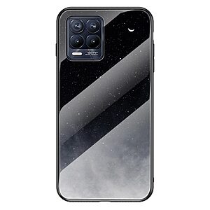 Θήκη Realme 8 / 8 Pro OEM σχέδιο Starry Moon με πλάτη από Tempered Glass και εσωτερικό TPU