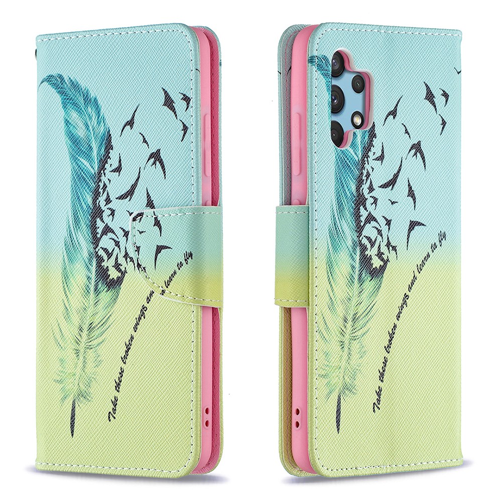 Θήκη Samsung Galaxy A32 4G OEM Feather & Birds με βάση στήριξης