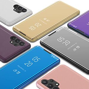 Θήκη Samsung Galaxy A32 4G OEM Mirror Surface Series Flip Window δερματίνη μπλε / μωβ - Image 3