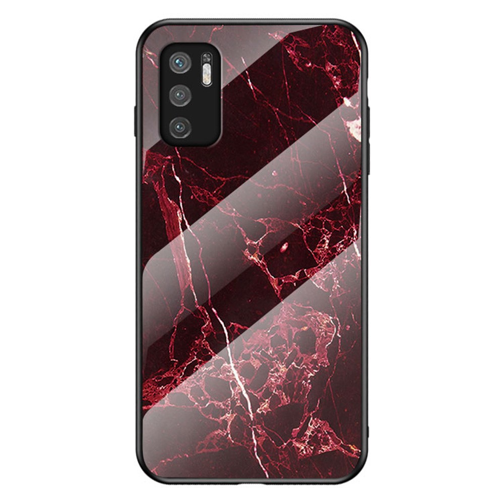 Θήκη Xiaomi Redmi Note 10 5G / Poco M3 Pro 5G OEM σχέδιο Marble με Πλάτη Tempered Glass TPU κόκκινο Θήκη Xiaomi Redmi Note 10 5G / Poco M3 Pro 5G OEM σχέδιο Marble με Πλάτη Tempered Glass TPU κόκκινο