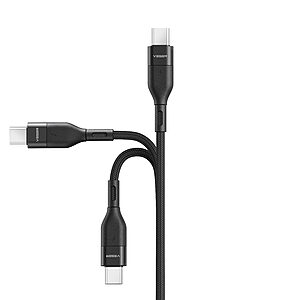 Καλώδιο φόρτισης & μεταφοράς δεδομένων VEGER CC01 type-C σε type-C PD 60W 3A fast charging με ενίσχυμενες άκρες Anti-Bending, συμβατό και με Laptop 1.20m μαύρο