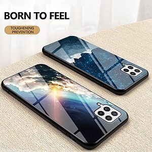 Θήκη Samsung Galaxy A22 4G OEM σχέδιο Starry Moon με πλάτη από Tempered Glass και εσωτερικό TPU μαύρο - Image 4