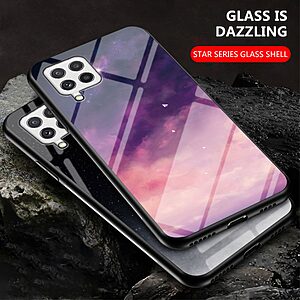 Θήκη Samsung Galaxy A22 4G OEM σχέδιο Starry Moon με πλάτη από Tempered Glass και εσωτερικό TPU μαύρο - Image 5
