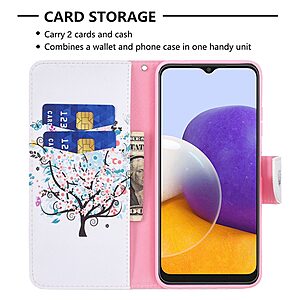 Θήκη Samsung Galaxy A22 5G OEM Flowered Tree με βάση στήριξης, υποδοχές καρτών και μαγνητικό κούμπωμα Flip Wallet από συνθετικό δέρμα και TPU - Image 5