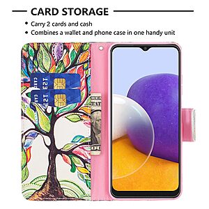 Θήκη Samsung Galaxy A22 5G OEM Colorized Tree με βάση στήριξης, υποδοχές καρτών και μαγνητικό κούμπωμα Flip Wallet από συνθετικό δέρμα και TPU - Image 5