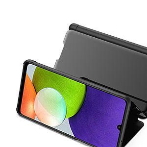 Θήκη Samsung Galaxy A22 5G OEM Mirror Surface Series Flip Window δερματίνη μαύρο - Image 4