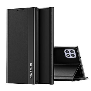 Θήκη Samsung Galaxy A22 5G OEM Invisible Magnet Leather Stand Cover με μαγνητικό κούμπωμα από συνθετικό δέρμα μαύρο