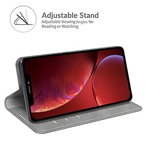 υποδοχές καρτών και εσωτερικό μαγνητικό κούμπωμα Flip Wallet από συνθετικό δέρμα γκρι