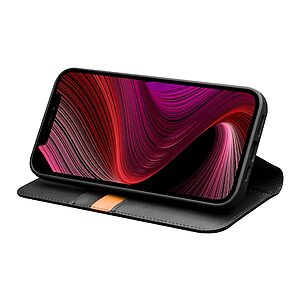 Θήκη iPhone 13 QIALINO book από Premium αυθεντικό δέρμα Genuine Cowhide μαύρο - Image 5