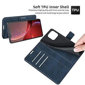 Θήκη iPhone 13 Pro Mad Mask Leather Wallet Case V2 με βάση στήριξης, υποδοχές καρτών και μαγνητικό κούμπωμα Flip Wallet από συνθετικό δέρμα μπλε - Image 5