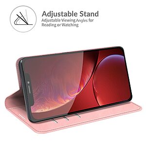 υποδοχές καρτών και εσωτερικό μαγνητικό κούμπωμα Flip Wallet από συνθετικό δέρμα ροζ χρυσό