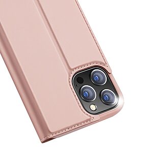 Θήκη iPhone 13 Pro DUX DUCIS Skin Pro Series με βάση στήριξης, υποδοχή καρτών και μαγνητικό κούμπωμα Flip Wallet από συνθετικό δέρμα και TPU ροζ χρυσό - Image 5