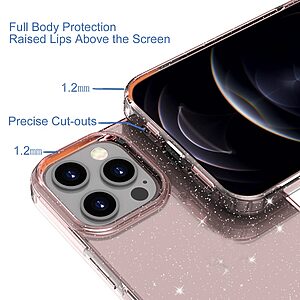 Θήκη iPhone 13 Pro Max OEM πλάτη με διακριτικό γκλίτερ από αντικραδασμικό Premium TPU ροζ - Image 3