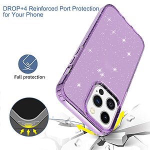 Θήκη iPhone 13 Pro OEM πλάτη με διακριτικό γκλίτερ από αντικραδασμικό Premium TPU μωβ - Image 4