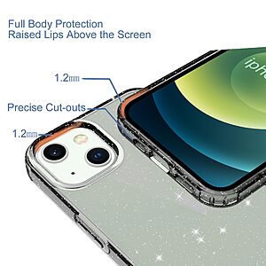 Θήκη iPhone 13 OEM πλάτη με διακριτικό γκλίτερ από αντικραδασμικό Premium TPU μαύρο - Image 3