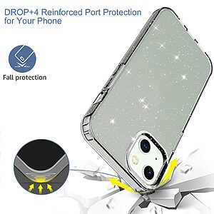 Θήκη iPhone 13 OEM πλάτη με διακριτικό γκλίτερ από αντικραδασμικό Premium TPU μαύρο - Image 4