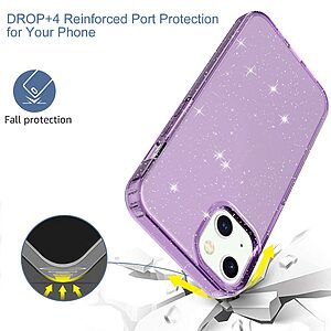 Θήκη iPhone 13 OEM πλάτη με διακριτικό γκλίτερ από αντικραδασμικό Premium TPU μωβ - Image 4