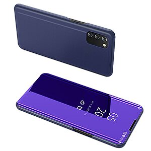 Θήκη Samsung Galaxy A03s OEM Mirror Surface Series Flip Window δερματίνη μπλε