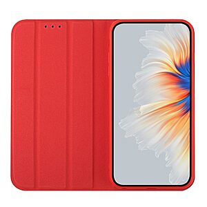 Θήκη Xiaomi Poco X3 GT OEM Skin Touch Leather με βάση στήριξης Trifold και μαγνητικό κούμπωμα Flip από συνθετικό δέρμα και TPU κόκκινο - Image 4