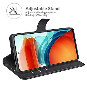 υποδοχές καρτών και μαγνητικό κούμπωμα Flip Wallet από συνθετικό δέρμα μαύρο