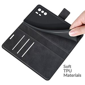 Θήκη Xiaomi Poco X3 GT Mad Mask Leather Wallet Case V2 με βάση στήριξης, υποδοχές καρτών και μαγνητικό κούμπωμα Flip Wallet από συνθετικό δέρμα μαύρο - Image 4