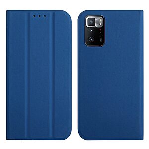 Θήκη Xiaomi Poco X3 GT OEM Skin Touch Leather με βάση στήριξης Trifold και μαγνητικό κούμπωμα Flip από συνθετικό δέρμα και TPU μπλε