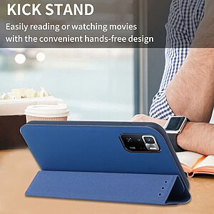 Θήκη Xiaomi Poco X3 GT OEM Skin Touch Leather με βάση στήριξης Trifold και μαγνητικό κούμπωμα Flip από συνθετικό δέρμα και TPU μπλε - Image 5