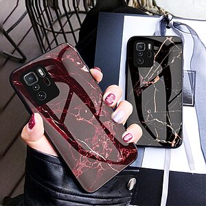 Θήκη Xiaomi Poco X3 GT OEM σχέδιο Marble με Πλάτη Tempered Glass TPU κόκκινο - Image 5