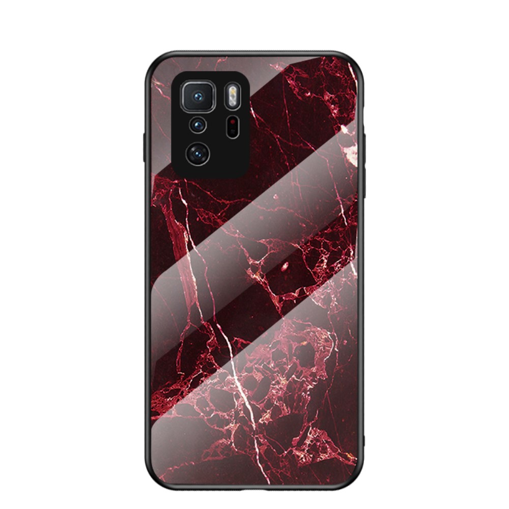 Θήκη Xiaomi Poco X3 GT OEM σχέδιο Marble με Πλάτη Tempered Glass TPU κόκκινο
