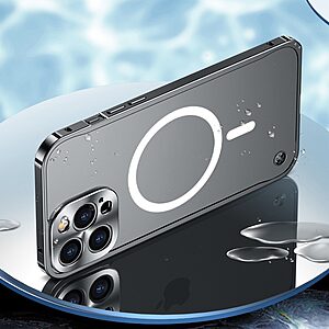 Θήκη iPhone 12 Pro Max OEM Hybrid Cover συμβατή με MagSafe φορτιστή από Premium μεταλλικό περίβλημα και διάφανη Πλάτη Tempered Glass χρυσό - Image 5