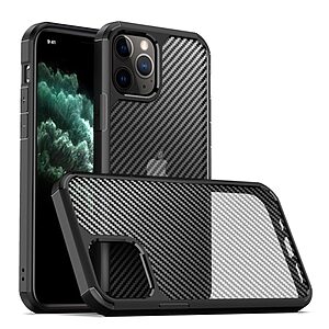 Θήκη iPhone 12 Pro Max IPAKY Pioneer Series Carbon fiber πλάτη Hybrid ημιδιάφανη