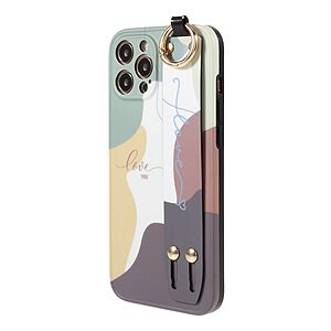 Θήκη iPhone 12 Pro OEM Πλάτη δερματίνη με ειδικό λουράκι λαβής Style B και αντικραδασμικό Premium TPU - Image 3