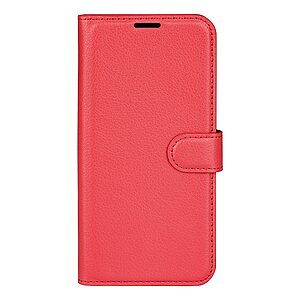 υποδοχές καρτών και μαγνητικό κούμπωμα Flip Wallet από συνθετικό δέρμα και TPU κόκκινο