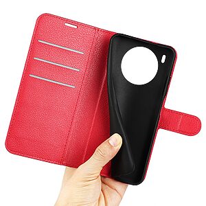 Θήκη Huawei Nova 8i / Honor 50 Lite OEM Litchi Skin Series με βάση στήριξης, υποδοχές καρτών και μαγνητικό κούμπωμα Flip Wallet από συνθετικό δέρμα και TPU κόκκινο - Image 5