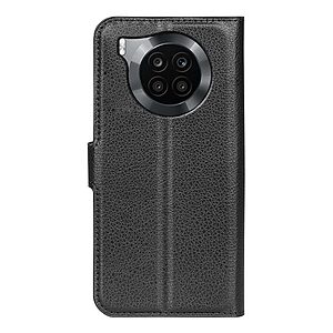 Θήκη Huawei Nova 8i / Honor 50 Lite OEM Litchi Skin Series με βάση στήριξης, υποδοχές καρτών και μαγνητικό κούμπωμα Flip Wallet από συνθετικό δέρμα και TPU μαύρο - Image 3