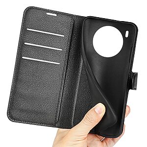 Θήκη Huawei Nova 8i / Honor 50 Lite OEM Litchi Skin Series με βάση στήριξης, υποδοχές καρτών και μαγνητικό κούμπωμα Flip Wallet από συνθετικό δέρμα και TPU μαύρο - Image 5