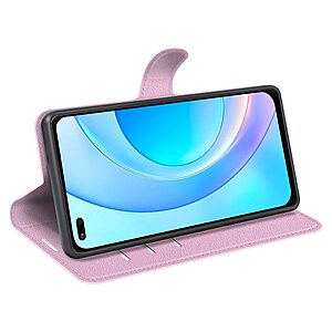 Θήκη Huawei Nova 8i / Honor 50 Lite OEM Litchi Skin Series με βάση στήριξης, υποδοχές καρτών και μαγνητικό κούμπωμα Flip Wallet από συνθετικό δέρμα και TPU ροζ - Image 4