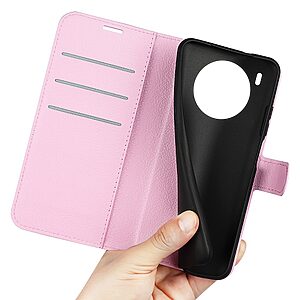 Θήκη Huawei Nova 8i / Honor 50 Lite OEM Litchi Skin Series με βάση στήριξης, υποδοχές καρτών και μαγνητικό κούμπωμα Flip Wallet από συνθετικό δέρμα και TPU ροζ - Image 5