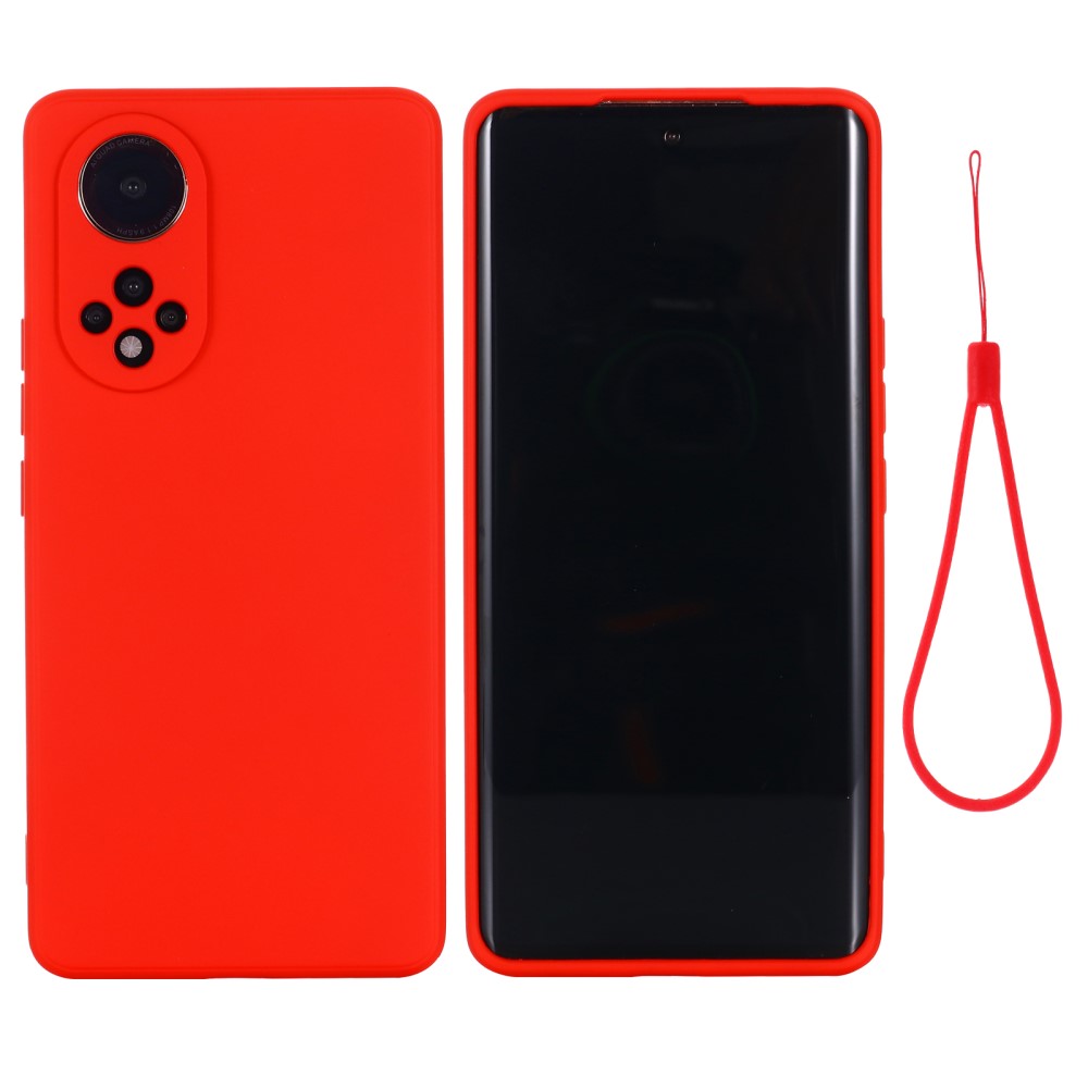 Θήκη Huawei Nova 9 / Honor 50 OEM Soft Liquid Silicone Πλάτη σιλικόνης με κορδόνι κόκκινο