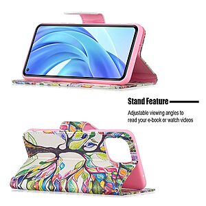 Θήκη Xiaomi Mi 11 Lite / Mi 11 Lite 5G OEM Colorized Tree με βάση στήριξης, υποδοχές καρτών και μαγνητικό κούμπωμα Flip Wallet από συνθετικό δέρμα και TPU - Image 4