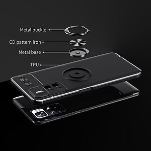 Θήκη Xiaomi Poco M4 Pro 5G OEM Magnetic Ring Kickstand / Μαγνητικό δαχτυλίδι / Βάση στήριξης TPU μαύρο / κόκκινο - Image 3